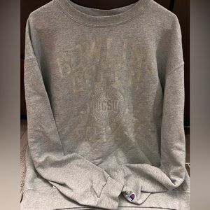 Gray BGSU sweatshirt with washed out decal (made like this).